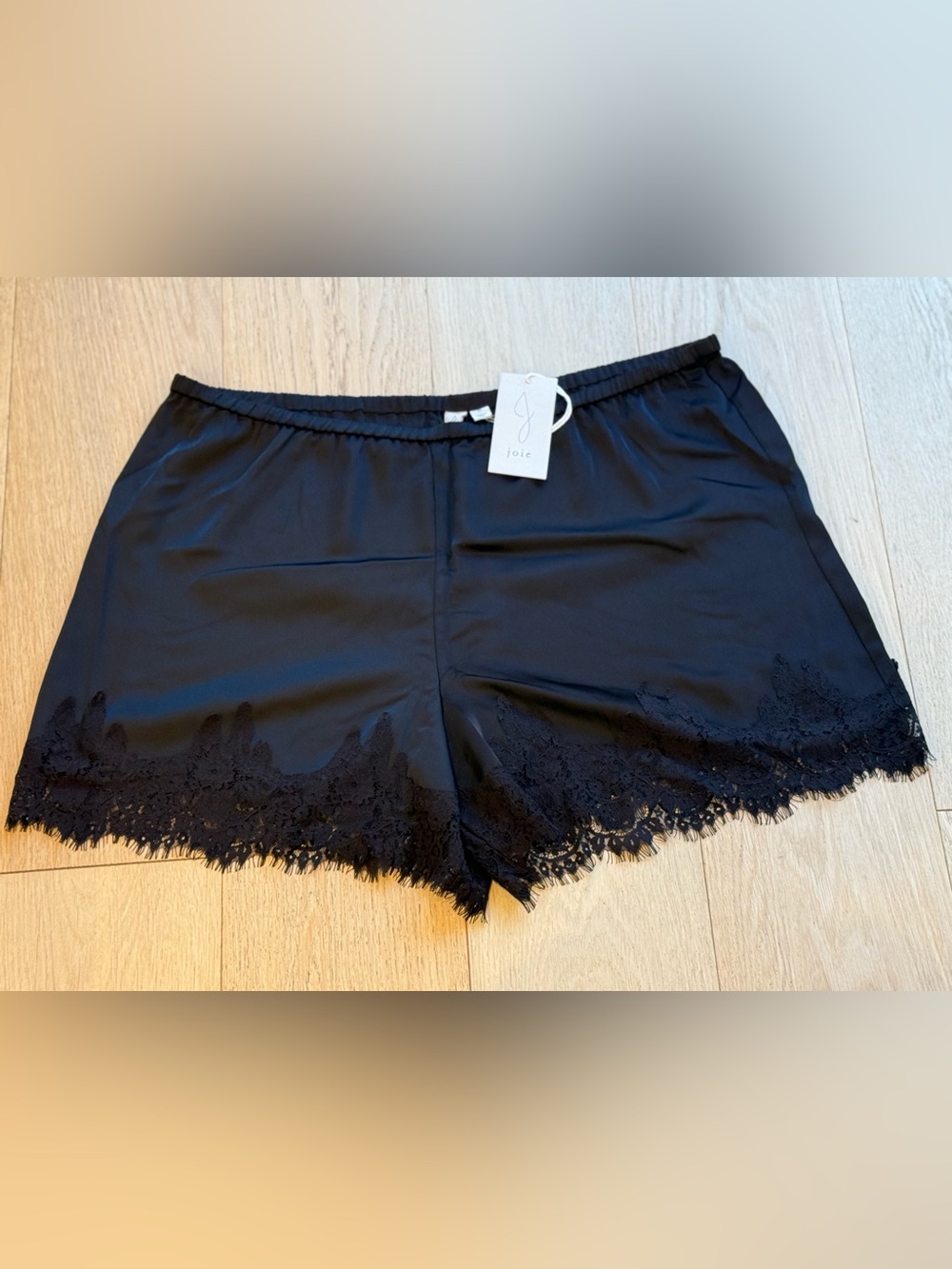 NWT Joie Satin Lace Shorts Black 1X Rare Plus Size